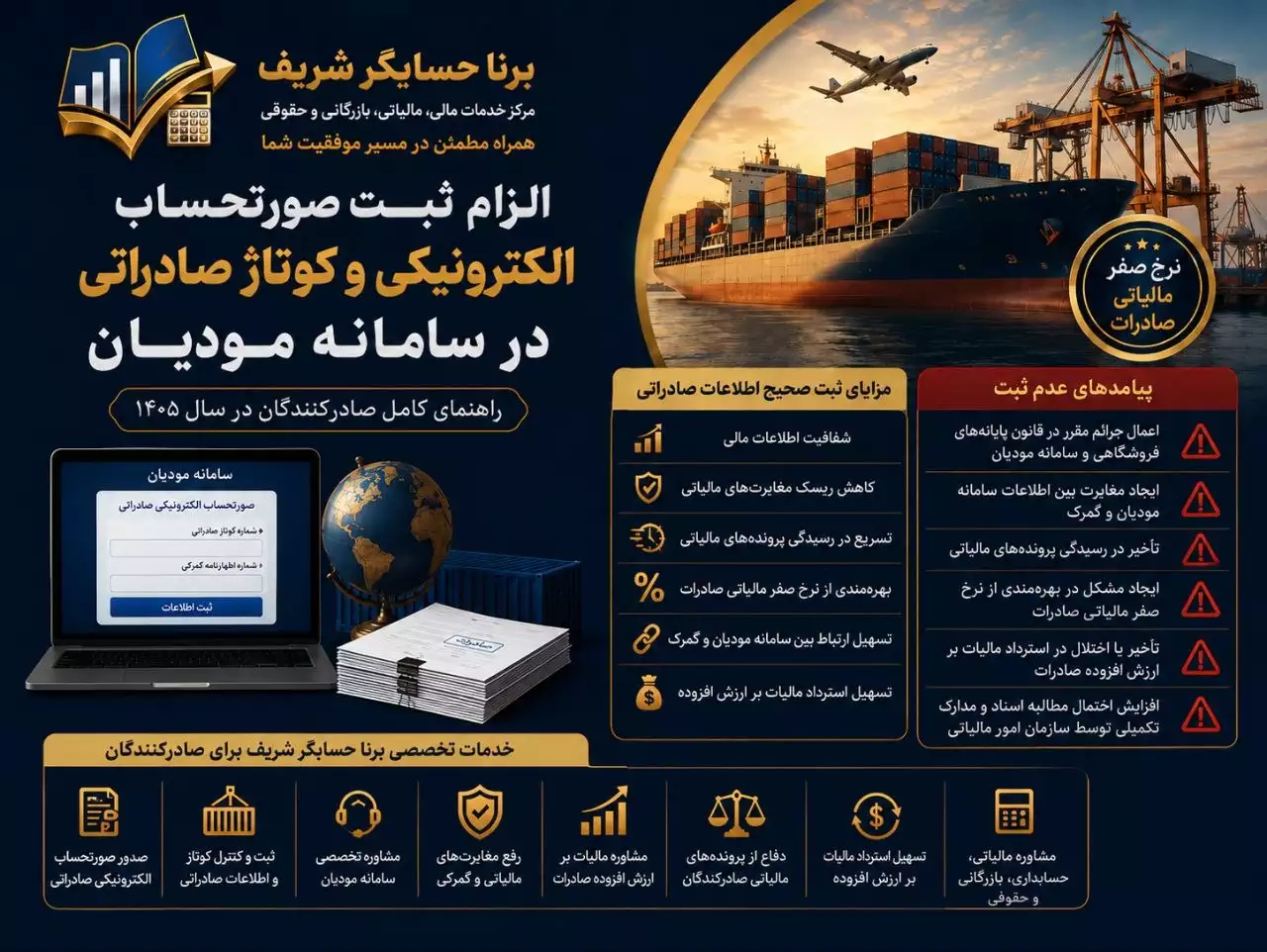 الزام ثبت صورتحساب الکترونیکی صادراتی و کوتاژ صادراتی